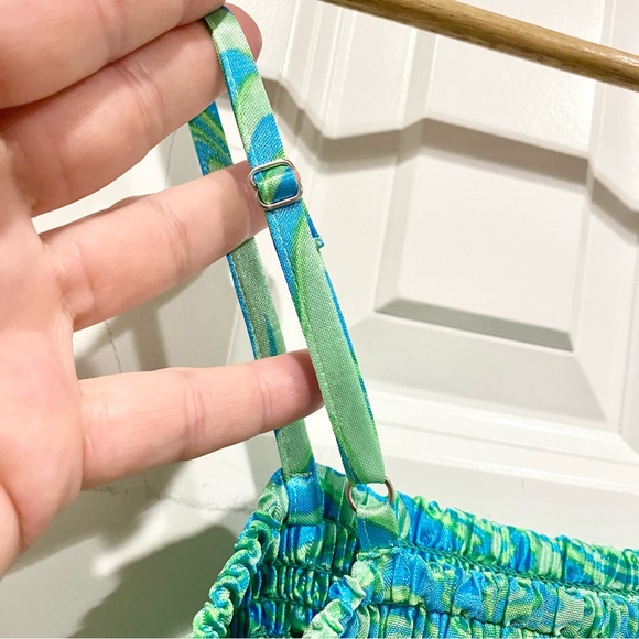 NWT Satin Cropped Plisse Tank Top Green Ziggy Zebra - Picture 8 of 10